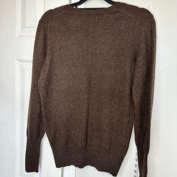 Halogen Cashmere v neck brown sweater Large - Picture 10 of 11